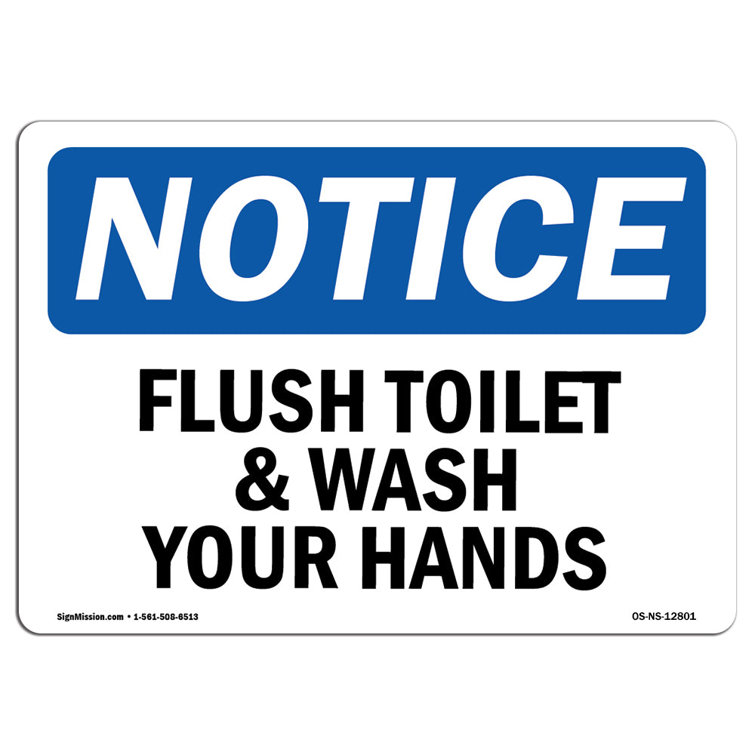 SignMission Notice Flush Toilet and Wash Your Hands Wayfair